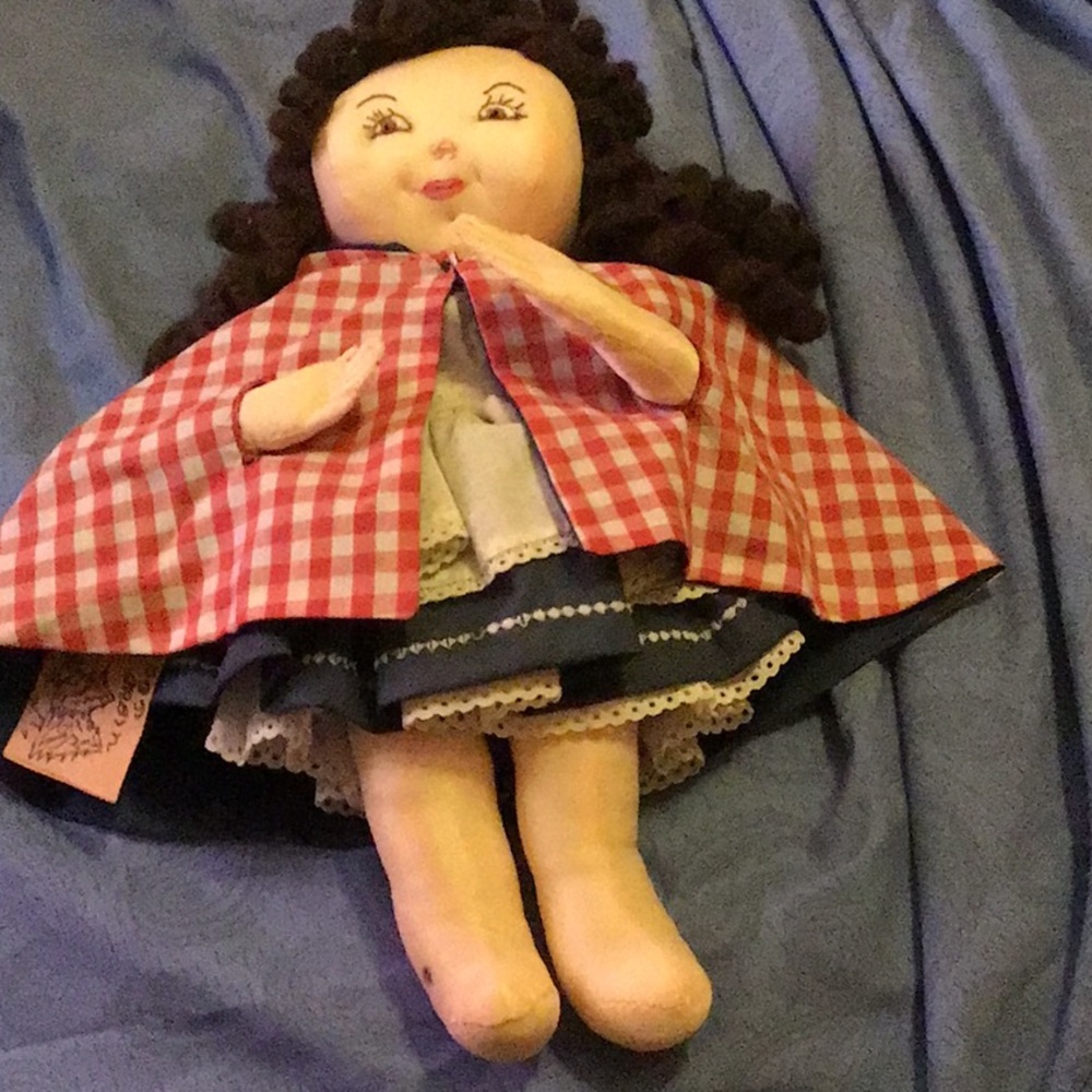 Handmade Soft Body Doll with Crochet Curls